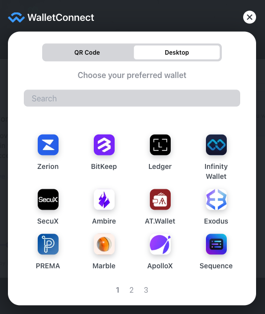 wallet connect desktop options